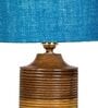 Siena Turqouise Jute Shade Night Lamp With Wood Base
