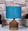 Siena Turqouise Jute Shade Night Lamp With Wood Base