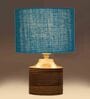 Siena Turqouise Jute Shade Night Lamp With Wood Base