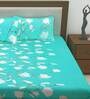 Turquoise Blue Floral 186 TC 100% Cotton Queen Sized Bed Sheets with 2 Pillow Covers