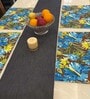 Floral (13x19) Turquoise & Brown Cotton (Set of 6) Placemat