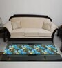 Hibiscus (72x13) Turquoise Blue & Brown Cotton Table Runner