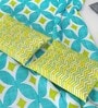 Blue Abstract 144 TC 100% Cotton King Sized Bed Sheets with 2 Pillow Covers