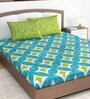 Blue Abstract 144 TC 100% Cotton King Sized Bed Sheets with 2 Pillow Covers