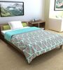 Turquoise Blue Microfiber Geometric 120 Gsm Single Comforter