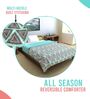 Turquoise Blue Microfiber Geometric 120 Gsm Single Comforter