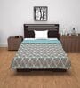 Turquoise Blue Microfiber Geometric 120 Gsm Single Dohar