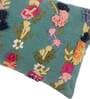 Turquoise Woven Cotton 28 x 14 Inches Embroidered Cushion Cover