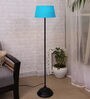 Turquoise Cotton Shade Floor Lamp With Metal Base