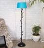 Turquoise Cotton Shade Floor Lamp With Metal Base