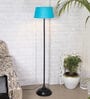 Turquoise Cotton Shade Floor Lamp With Metal Base