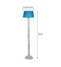 Turquoise Cotton Shade Floor Lamp With Wooden Base