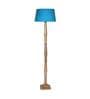 Caen Turqouise Cotton Shade Club Floor Lamp With Wood Base