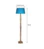 Caen Turqouise Cotton Shade Club Floor Lamp With Wood Base