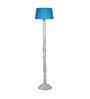 Turquoise Cotton Shade Floor Lamp With Wooden Base