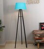 Turquoise Cotton Shade Tripod Floor Lamp With Metal Base
