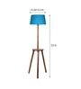 Turquoise Cotton Shade Tripod Floor Lamp With Wooden Base