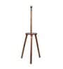 Turquoise Cotton Shade Tripod Floor Lamp With Wooden Base
