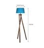 Turquoise Cotton Shade Tripod Floor Lamp With Wooden Base