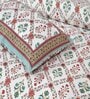 Turquoise Floral 144 TC Cotton King Bedsheet and 2 Pillow Cover