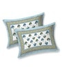 Turquoise Floral 144 TC Cotton King Bedsheet and 2 Pillow Cover