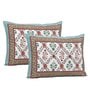 Turquoise Floral 144 TC Cotton King Bedsheet and 2 Pillow Cover