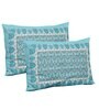 Blue Cotton Traditional King Bedsheet with 2 Pillow Covers