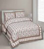 Turquoise Floral 144 TC Cotton King Bedsheet and 2 Pillow Cover