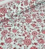 Turquoise & Red Floral 144 TC Cotton King Bedsheet and 2 Pillow Cover