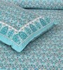 Blue Cotton Traditional King Bedsheet with 2 Pillow Covers