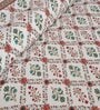 Turquoise Floral 144 TC Cotton King Bedsheet and 2 Pillow Cover