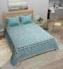 Turquoise Floral 180 TC Cotton  King Sized Bedsheet with 2 Pillow Covers