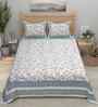 Turquoise Floral 180 TC Cotton  King Sized Bedsheet with 2 Pillow Covers