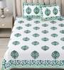 Turquoise Floral 180 TC Cotton King Size Bedsheet With 2 Pillow Cover