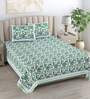 Turquoise Floral 180 TC Cotton King Size Bedsheet With 2 Pillow Cover