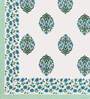Turquoise Floral 180 TC Cotton King Size Bedsheet With 2 Pillow Cover