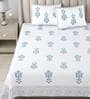 Turquoise Floral 180 TC Cotton King Size Bedsheet With 2 Pillow Cover