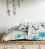 Turquoise Floral 200 TC Cotton Single Bedsheet with 1 Pillow Cover