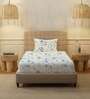 Turquoise Floral 200 TC Cotton Single Bedsheet with 1 Pillow Cover