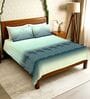 Turquoise Floral 300 TC Cotton King Sized Fitted Bedsheet with 2 Pillow Covers