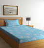 Turquoise Floral 400 TC Cotton Single Bedsheet with 1 Pillow Cover