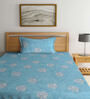 Turquoise Floral 400 TC Cotton Single Bedsheet with 1 Pillow Cover