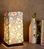 Turquoise Floral Multicolor Canvas Shade Table Lamp with Brown Base