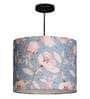 Turquoise Floral Round Multicolor Fabric Single Hanging Light