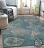 Turquoise Floral Wool Blend 5' X 7' Hand Tufted Carpet