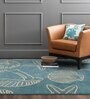 Turquoise Floral Wool Blend 5' X 7' Hand Tufted Carpet