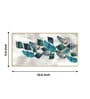 Turquoise Greay Leaves Glass Finish Horizontal Wall Art
