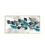 Turquoise Greay Leaves Glass Finish Horizontal Wall Art