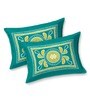 Turquoise Traditional 120 TC Cotton Queen Sized Bedsheet with 2 Pillow Cover