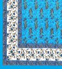 Blue Floral 120 TC Cotton Queen Sized Bedsheet with 2 Pillow Cover